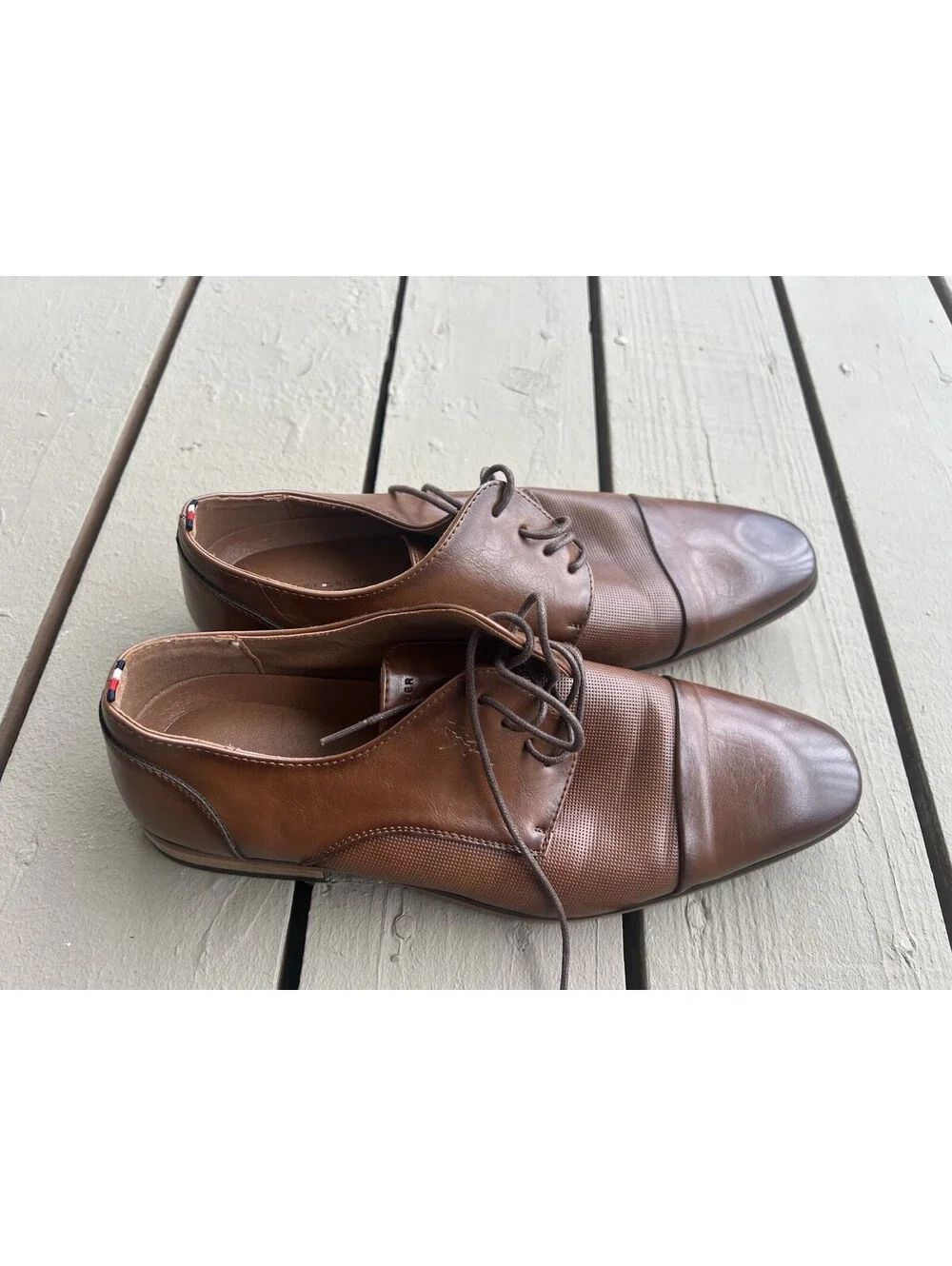 Tommy Hilfiger Sheldon Men's Oxford Dress Shoes Size 12 Brown Lace-Up Cap Toe